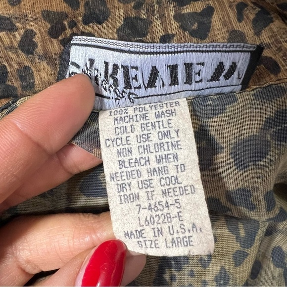 Vintage animal print sheer long line blouse swimsuit coverup leopard mobwife top - Picture 7 of 9